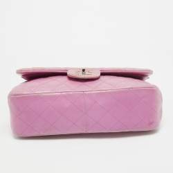 Pre Owned Chanel Lilac Quilted Lambskin Leather Jumbo Classic Double Flap Bag