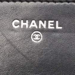 Chanel Metallic Black Quilted Patent Leather Boy Wallet on Chain