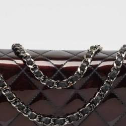 Chanel Metallic Black Quilted Patent Leather Boy Wallet on Chain
