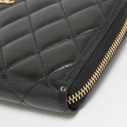 Chanel Black Quilted Leather Classic Zip Around Wallet