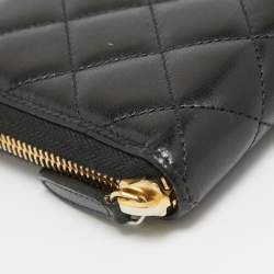 Chanel Black Quilted Leather Classic Zip Around Wallet