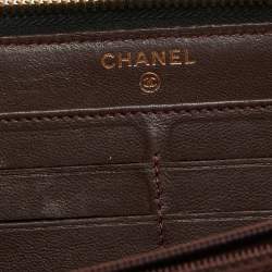 Chanel Black Quilted Leather Classic Zip Around Wallet