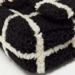 Pre Owned Chanel Black/White Shearling Classic Flap Bag