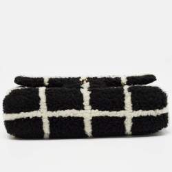 Pre Owned Chanel Black/White Shearling Classic Flap Bag