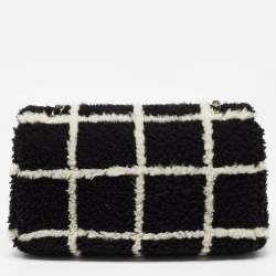Pre Owned Chanel Black/White Shearling Classic Flap Bag