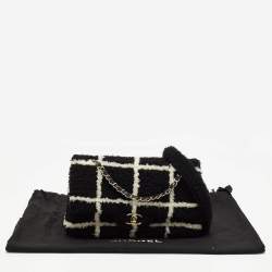 Pre Owned Chanel Black/White Shearling Classic Flap Bag