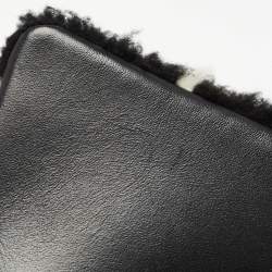 Pre Owned Chanel Black/White Shearling Classic Flap Bag