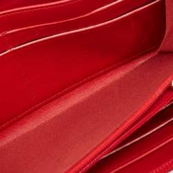 Pre Owned Chanel Red Quilted Leather Boy Zip Around Wallet