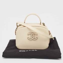 Chanel Off White Quilted Leather Coco Curve Vanity Case Bag