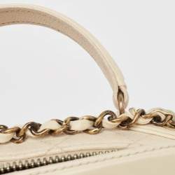 Chanel Off White Quilted Leather Coco Curve Vanity Case Bag