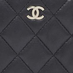 Chanel Black Quilted Leather CC Zip Around Wallet 