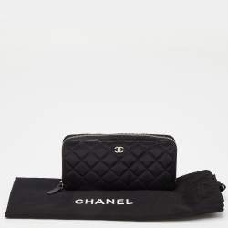 Chanel Black Quilted Leather CC Zip Around Wallet 