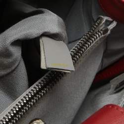 Pre Owned Chanel Red Chevron Quilted Leather Large Boy Shopper Tote