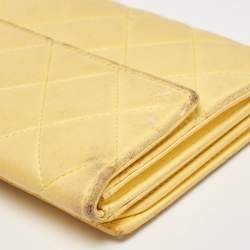 Chanel Yellow Quilted Leather CC Flap Continental Wallet