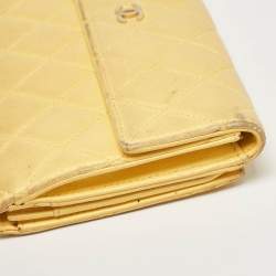 Chanel Yellow Quilted Leather CC Flap Continental Wallet