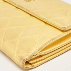 Chanel Yellow Quilted Leather CC Flap Continental Wallet