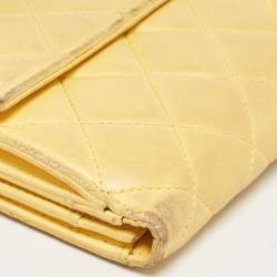 Chanel Yellow Quilted Leather CC Flap Continental Wallet