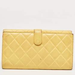 Chanel Yellow Quilted Leather CC Flap Continental Wallet