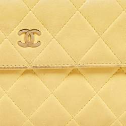 Chanel Yellow Quilted Leather CC Flap Continental Wallet