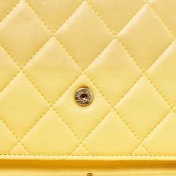 Chanel Yellow Quilted Leather CC Flap Continental Wallet