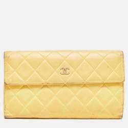 Chanel Yellow Quilted Leather CC Flap Continental Wallet