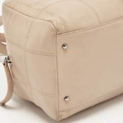 Pre Owned Chanel Beige Square Quilt Caviar Leather LAX Bowler Bag