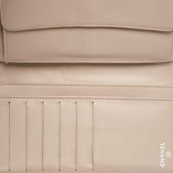 Chanel Beige Quilted Caviar Leather CC Trifold Continental Wallet