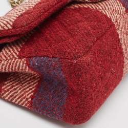 Pre Owned Chanel Red Gingham Tweed Classic 225 Reissue 2.55 Flap Bag