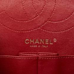 Pre Owned Chanel Red Gingham Tweed Classic 225 Reissue 2.55 Flap Bag