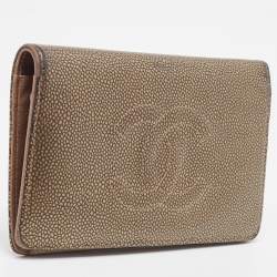 Chanel Gold Leather Timeless CC L Yen Wallet