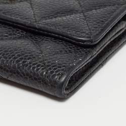 Chanel Black Caviar Quilted Leather CC Flap Card Case