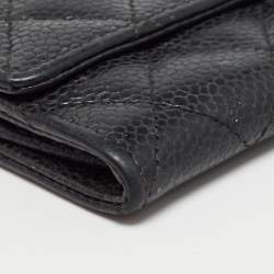 Chanel Black Caviar Quilted Leather CC Flap Card Case