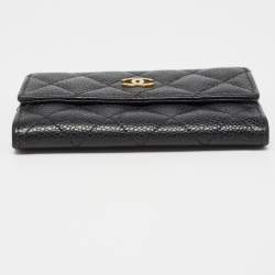 Chanel Black Caviar Quilted Leather CC Flap Card Case