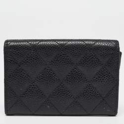 Chanel Black Caviar Quilted Leather CC Flap Card Case