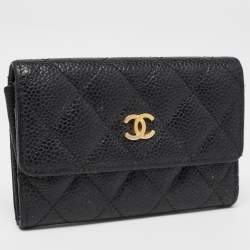Chanel Black Caviar Quilted Leather CC Flap Card Case