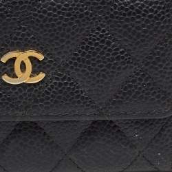 Chanel Black Caviar Quilted Leather CC Flap Card Case