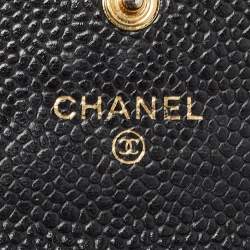 Chanel Black Caviar Quilted Leather CC Flap Card Case