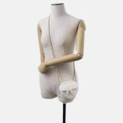 Pre Owned Chanel White Lambskin Matelasse Large CC In Love Heart Bag
