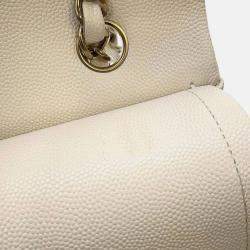 Chanel White Leather Classic Double Flap Shoulder Bag