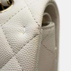 Chanel White Leather Classic Double Flap Shoulder Bag