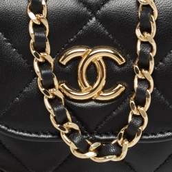 Chanel Black Quilted Leather Micro CC Pearl Embellished Bag