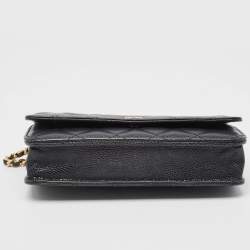 Chanel Black Quilted Caviar Leather Classic Wallet on Chain 
