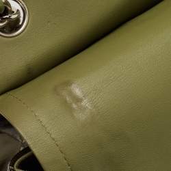 Pre Owned Chanel Green Quilted Patent Leather Jumbo Classic Double Flap Bag