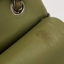 Pre Owned Chanel Green Quilted Patent Leather Jumbo Classic Double Flap Bag