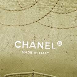 Pre Owned Chanel Green Quilted Patent Leather Jumbo Classic Double Flap Bag