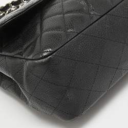 مملوكة مسبقًا Chanel Black Quilted Caviar Leather Jumbo Classic Single Flap Bag