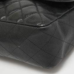 مملوكة مسبقًا Chanel Black Quilted Caviar Leather Jumbo Classic Single Flap Bag