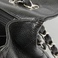 مملوكة مسبقًا Chanel Black Quilted Caviar Leather Jumbo Classic Single Flap Bag