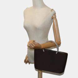 Chanel Brown Synthetic Metal Handle Tote