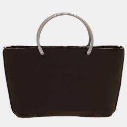 Chanel Brown Synthetic Metal Handle Tote